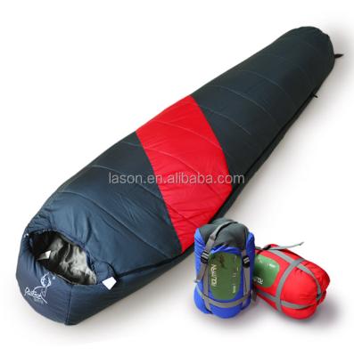 China Good Quality Lightweight Cotton Mummy Mummy Three Season Camping Sleeping Bag With Carry Bag for sale