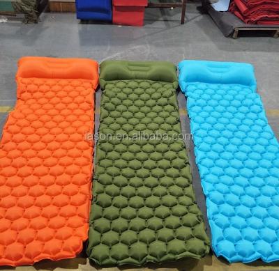 China new style 20D good quality hotsales TPU ultralight nylon inflatable air sleeping pad with pillow for sale