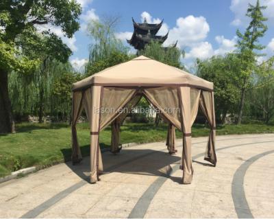 China Popular Outdoor Leisure Style Good Quality Steel Frame Folding Hexagon Gazebo Tent With Mesh for sale