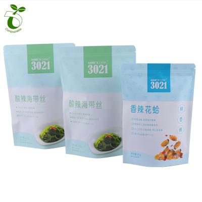 China Customized Color Printed Transparencies Biodegradable Stand Up Zipper Snack Bag Food Wrapping Paper Biodegradable Paper Bags for sale