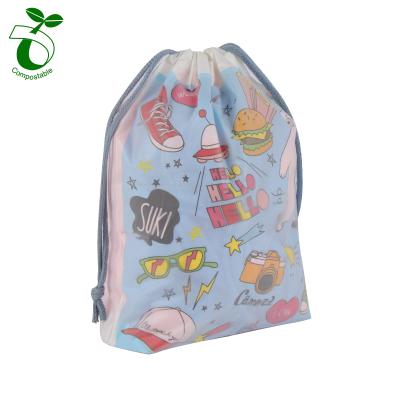 China Biodegradable Plastic Frosted Free Samples Gift Eco-friendly Promotional Apparel Pouch Custom Drawstring Bag With Own LOGO for sale