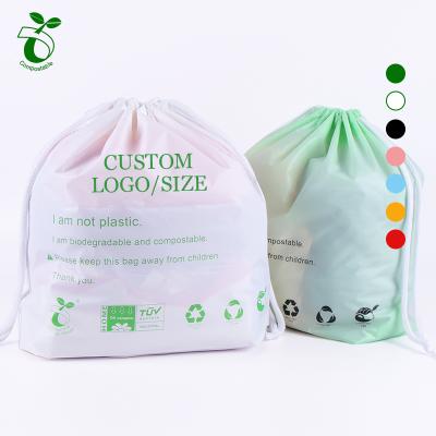 China Wholesale Biodegradable Eco-Friendly Portable Garment Pocket Biodegradable Custom Printed Logo Biodegradable Promotional Drawstring Bag for sale