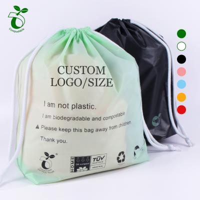 China 100% Biodegradable Eco Friendly Compostable Portable Tote Bags with Custom Printed Logo Garment Promotional Drawstring Bags for sale