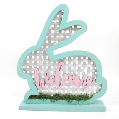 China Factory Best Hot Sales Easter Rabbit Wooden Decoration Handmade Hanging Signs Wholesale Plaque for sale