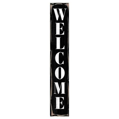 China Vintage Vertical Front Porch Wooden Welcome Sign Rustic Farmhouse Style Plaque for sale