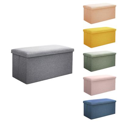 China Wholesale GREENSIDE Foldable Storage Stool Folding Cloth Storage Living Room Stool for sale