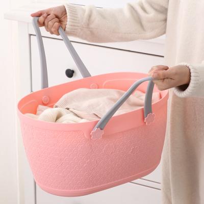 China Modern Greenside Laundry Basket, Dirty Organizer Plastic Storage Basket, PE Laundry Clothes Baskets With Handle for sale