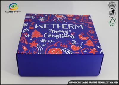 China Luxury Christmas Printed Blue Cardboard Gift Boxes / Packaging Paper Box for sale