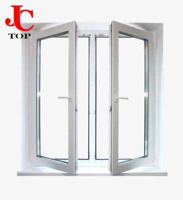 China Upvc Swing Window PVC Folding Glass Window Impact Windproof Screen Hurricane Soundproof for sale