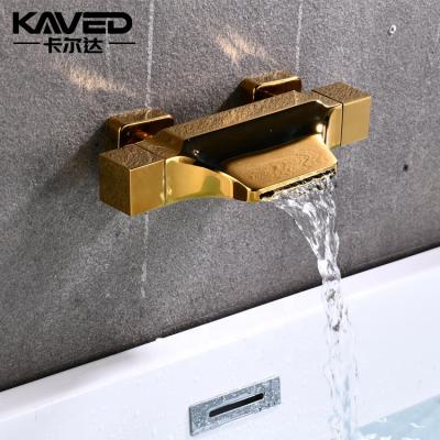 China With Slide Bar KAVED Bathroom Bathtub Faucets Waterfall Wall Gold Brass Bath Faucet for sale