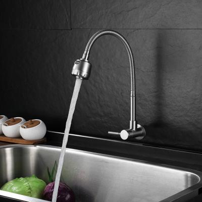 China Metered Faucets 304 Stainless Steel Pull Out Wall Mount Kitchen Faucet Mixer for sale