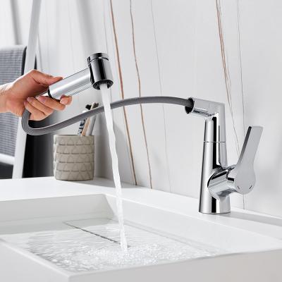 China High Quality KAVED Metered Faucets Pull Out Chrome Brass Single Hole Basin Faucet for sale