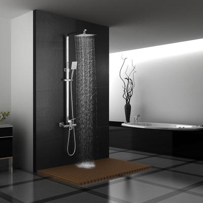 China New Design Slide Bar KAVED Bathroom Shower Set Non-thermostatic With Square Rainfall Bath Nickel Faucets for sale