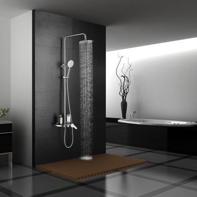 China With Sliding Bar KAVED Nickel Wall Mounted 3 Way Brushed Rainfall Bathroom Shower Faucet Set Hand Shower Mixer for sale