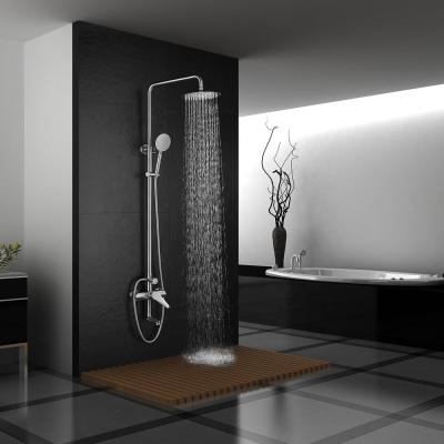 China With Sliding Bar Kaved Luxury Bathroom Shower Set Brushed Nickel 3 Triple Function Multifunctional Shower Sets Mixer Tap for sale