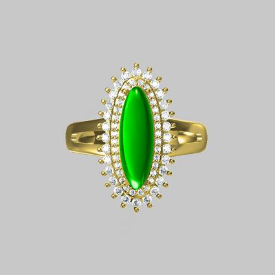 China Vintage Wedding Gemstone Jewelry 10k Luxury Gold Ring Green Gemstone Customized Jewelry for sale