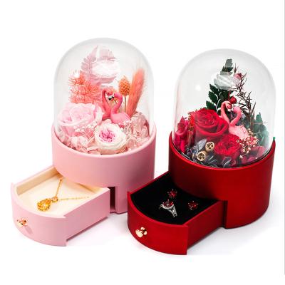 China Newest Jewelry Box Packaging Set Flamingo Rose Ring Box Valentine's Day Luxury Jewelry Packaging for sale