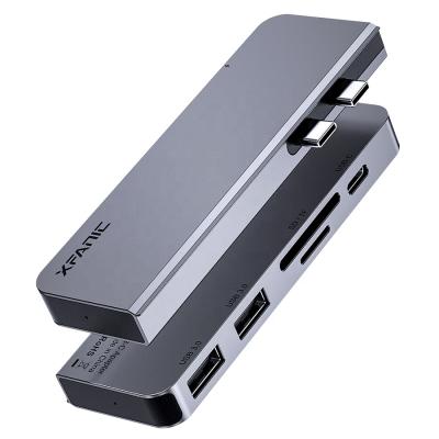 China For MacBook Pro Laptop Aluminum Alloy 2xUSB3.0 USB-C HDMI SD TF c usb hub 6 in 2 type c hub for macbook for sale