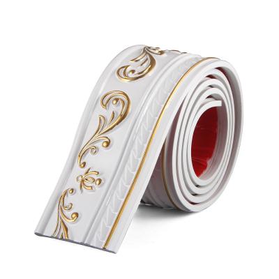 China Durable Eco-friendly Molding Trim PVC Strips Baseboard Living Room Background Wall Decorative Self Adhesive Modeling for sale