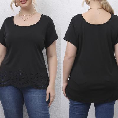 China Plus Size L-4XL Plus Size Casual Plus Size Crew Neck Custom Top White Print Black T-Shirts For Women 2022 for sale