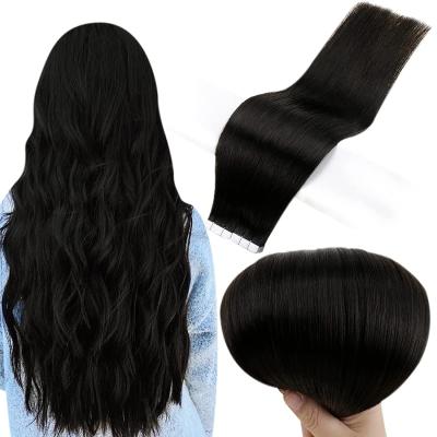 China Silky Straight Wave Full Shine Remy Human Hair #1B Natural Black Silky Straight Hair Extensions Tape No Tangle and Shedding 20Pieces 50g for sale