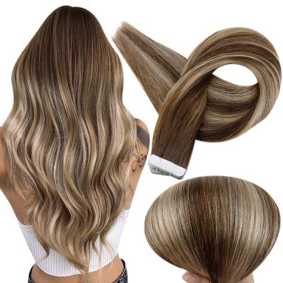 China Silky Straight Wave Full Shine Hair 100% Dark Brown Blended Honey Blonde Cheap Price Remy Tape In Brazilian Hair Extensions Hair for sale