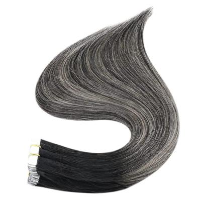 China High Quality Hot Selling Silky Straight Natural Black Blend Full Shine Silver Wave Tape In Remy Human Hair Extension for sale