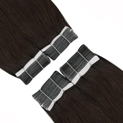 China Silky Straight Wave Full Shine Solid Brown Color Tape In Remy Human Hair Extensions Wholesale Price Tape In Hair for sale