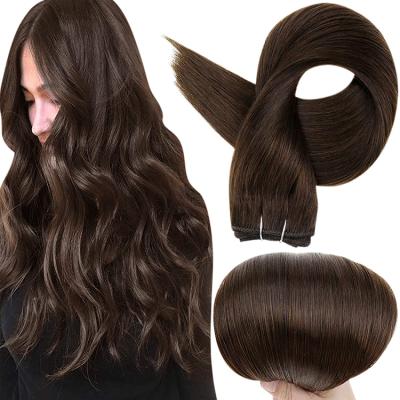 China Silky Straight Wave Full Shine Darkest Brown High Quality Solid Color #2 Sew In Weft Remy Human Hair Extensions for sale