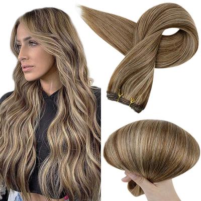 China #P4/27 Color #P4/27 Full Shine Highlight Bone Weave Hair Silky Straight Human Hair Wave Weft Extensions for sale