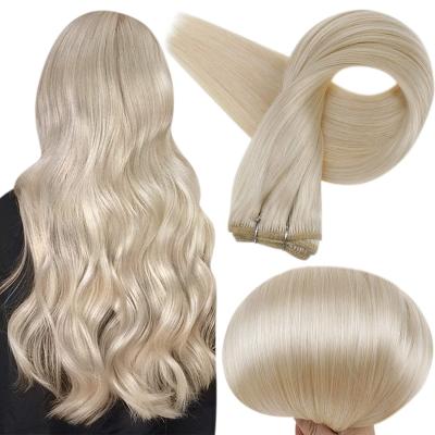 China Full Shine Human Hair #60 Lightest Blonde Silky Straight Natural Bundle Hair Weft Extensions for sale