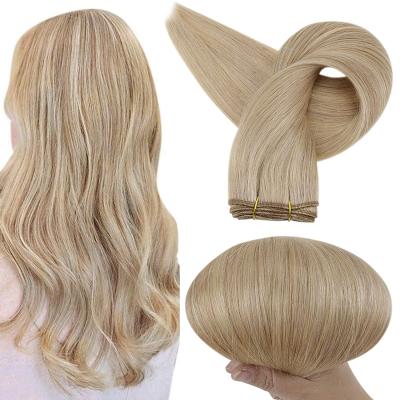 China Blonde Straight Hair Double Weft Highlight Full Wave Silky Straight Shine Sew In Hair Weft Extension for sale