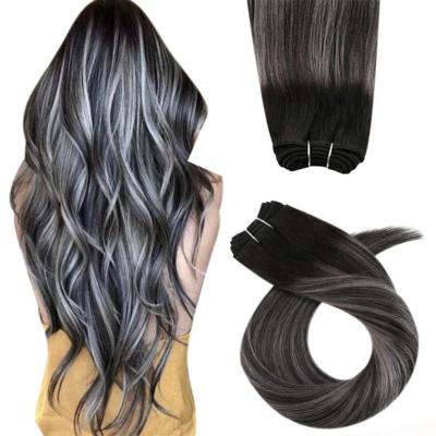 China Hot Sale Black Balayage Remy Straight Hair Weave Extensions Silvery Full Wave Silky Straight Shine for sale