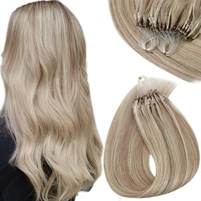 China #18/613 Full Shine Silky Straight Wave Highlight Blonde Hair Extensions Microlink Hair Extensions Wholesale 14-24