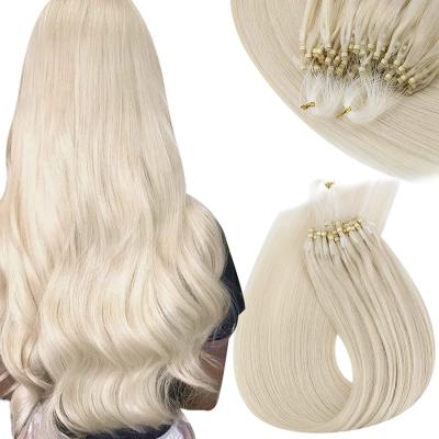 China Wholesale Micro Blonde Remy Human Hair Extensions Platinum Microlink Ring Loop Hair Extensions #60 Full Wave Silky Straight Shine for sale