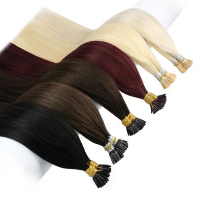 China Wholesale Price Shine Silky Straight Wave Full Brazilian Remy Hair Extensions High Quality Salon I Tip Hair Extensions for sale