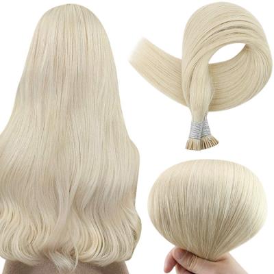 China Silky Straight Wave Full Shine Pre Bonded Hair Extensions Keratin #60 Platinum Blonde Stick I Tip Hair Extensions for sale