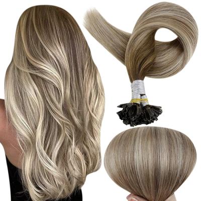 China Seller #3/8/22 Balayage Brown Remy U Shine Hair Extensions Silky Straight Wave Silky Straight Full Tip Hair Extensions for sale