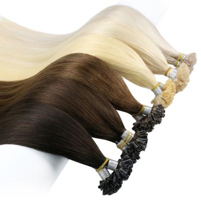 China Hot Sale Solid Color U Tip Keratin Hair Extensions Remy Brazilian Human Hair Extensions Full Wave Silky Straight Shine for sale