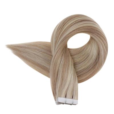 China Full Silky Straight Wave Shine Sample Balayage Color Tape In Virgin Hair Extensions 1piece 2.5g Virgin Human Hair Extensions for sale