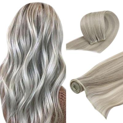 China Silky Straight Wave Full Shine Gray Blonde Highlight #19A/60 Hair Bundles Virgin Hair Flat Silk Weft for sale