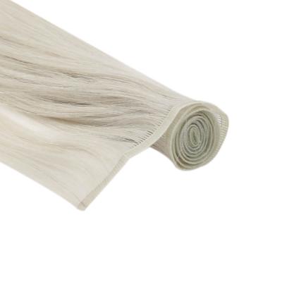 China Virgin Solid Color Full Shine Flat Wave Hair Silk Weft Extension Hand Made Wholesale Silky Straight Human Hair Extension for sale