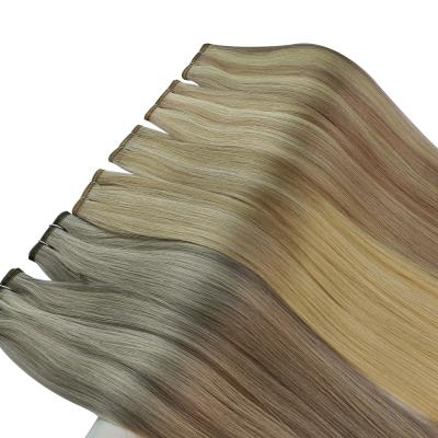 China Silky Straight Wave Full Shine Highlight Color Hair Bundle For Women Flat Silk Weft Extensions for sale