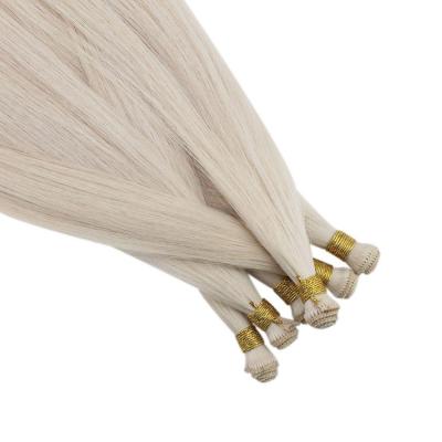 China Pure Virgin Hair Full Shine White Blonde Straight Virgin Cuticle Aligned Hair Bundle Hand Tied Weft Extensions for sale