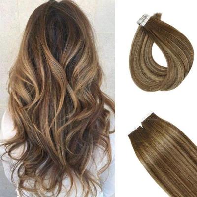 China Full Wave Silky Straight Virgin Brazilian Hair Extension Balayage Color Virgin Brazilian Tape In Hair Extensions for sale