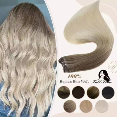 China Silky Straight Wave Full Shine Wholesale Balayage Color Hair Bundles Double Weft Virgin Hair Extensions Weft for sale