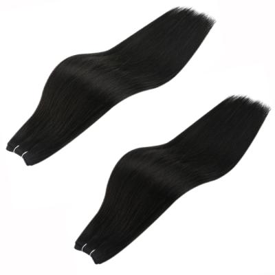 China Full Shine Real Color Bundle Hair Silky Straight Black Virgin Machine Hair Weft Extension for sale