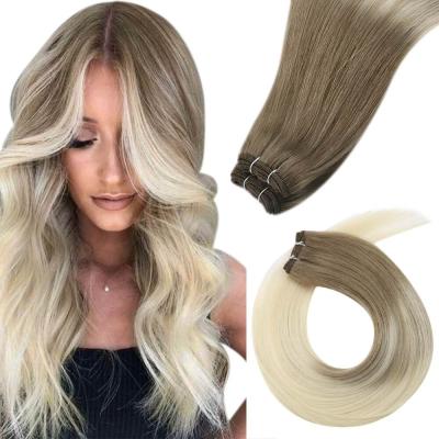 China Color #8/60 Color #8/60 Soft Unprocessed Natural Virgin Bone Full Shine Balayage Tangle Hair Straight Hair Extensions Weft Bundles for sale