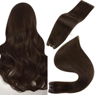 China Dark Brown #4 Virgin Hair Bundle 100% Silky Straight Machine Brazilian Virgin Hair Full Shine Wave Weft Hair for sale