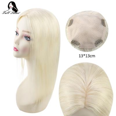 China Softest Full Shine Wholesale Brazilian Hair Topper For Women's Platinum Remy Human Hair Blonde Toppers 13*13 #60 for sale